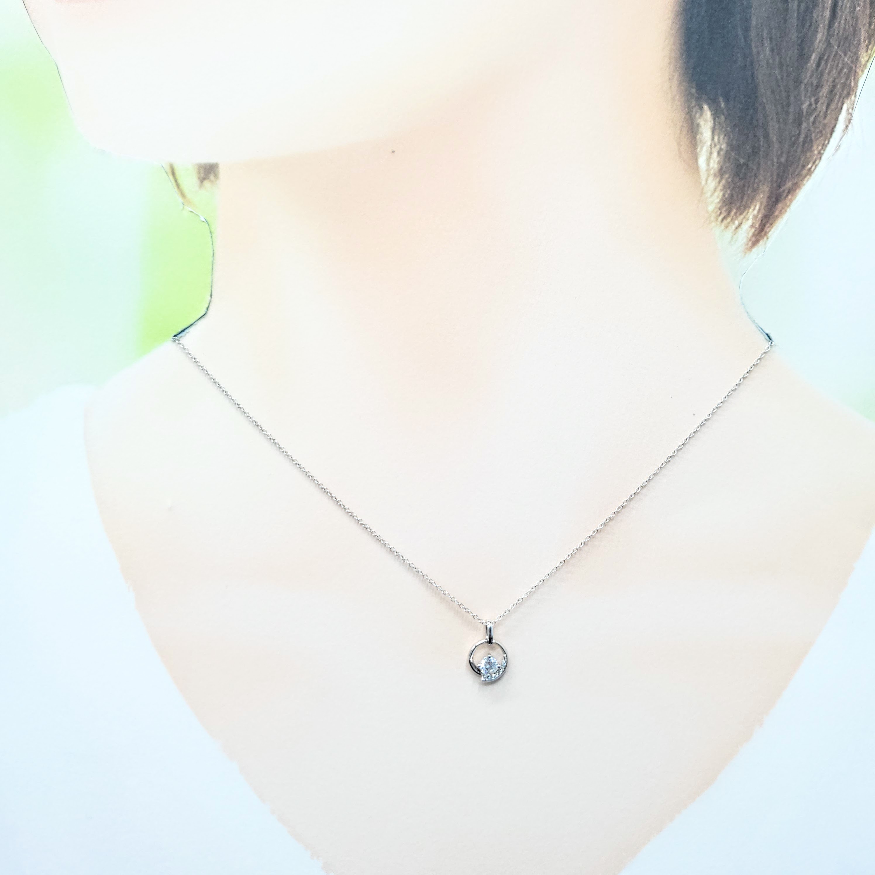 全新18K白金【單粒17份鑽石】配小鑽共20份鑽石吊墜