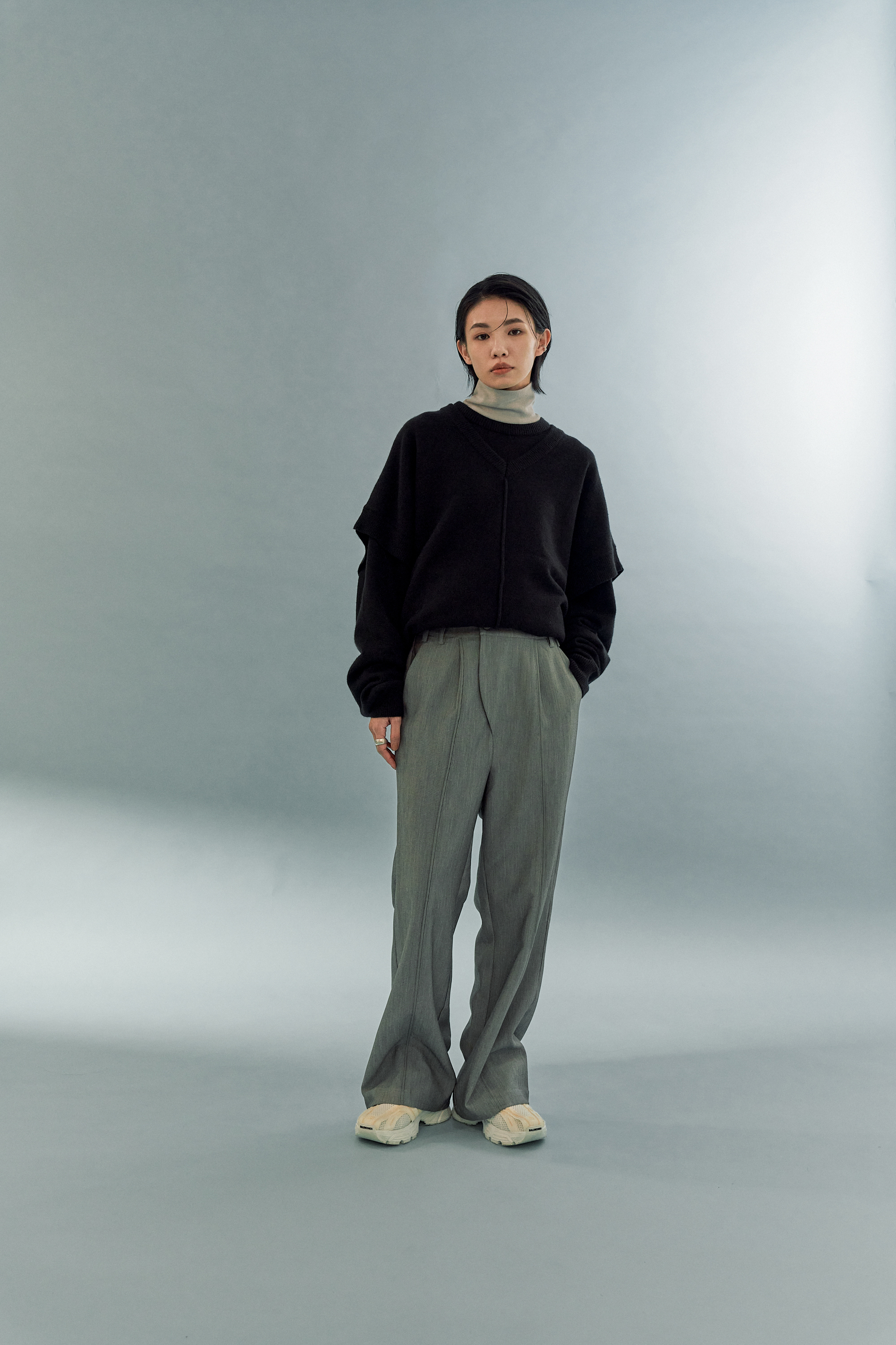 MELSIGN x mouggan - Boot Cut Trousers - Gery