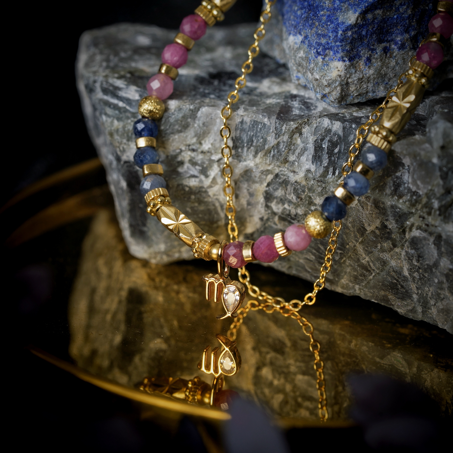 【神秘星象學：星系之聲】741Hz清晰之聲｜處女座水晶銅鍍18k真金手鍊 BMA006