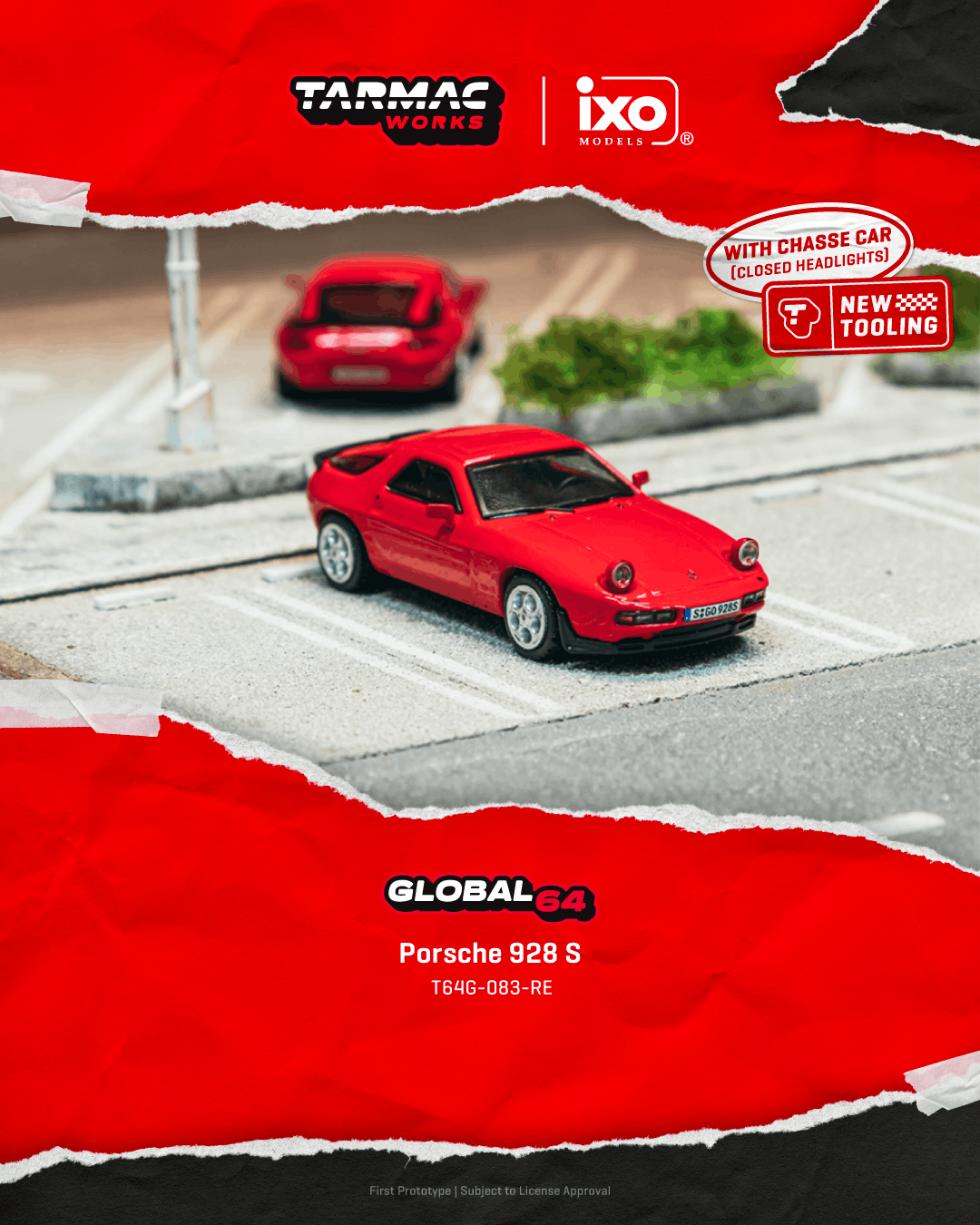 PO-$84 * TARMAC   * 1:64 Porsche 928 S Red
