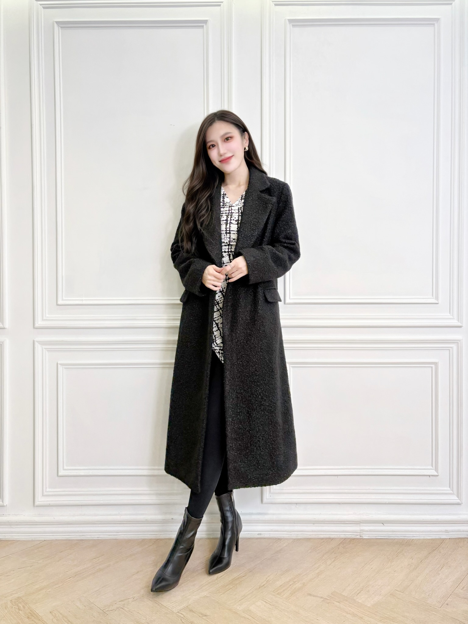 (必收)金釦毛毛大衣