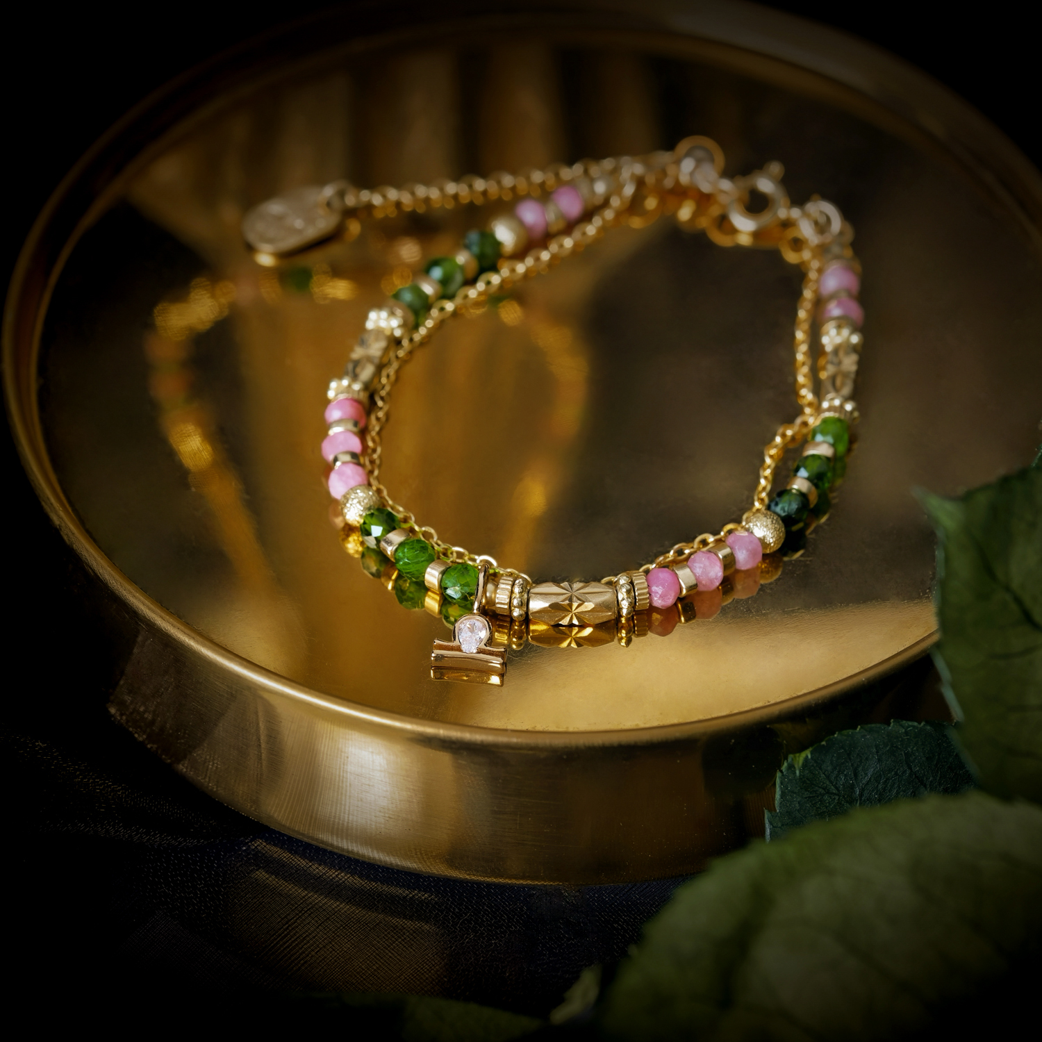 【神秘星象學：星系之聲】639Hz平和之聲｜天秤座水晶銅鍍18k真金手鍊 BMA007