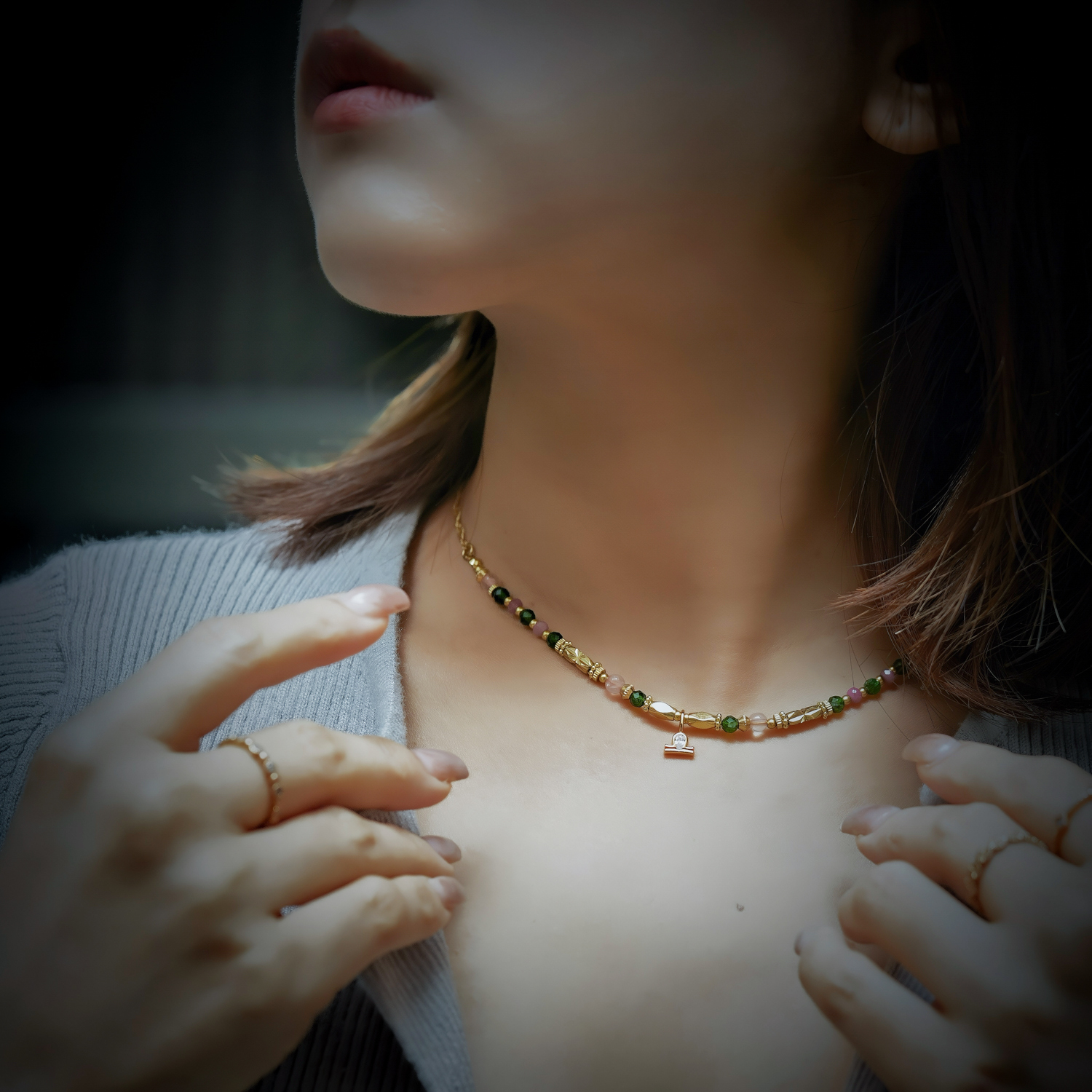 【神秘星象學：星系之聲】639Hz平和之聲｜天秤座水晶銅鍍18k真金項鍊 NMA007