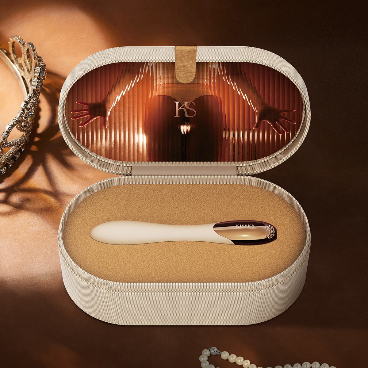 【最新奢華品牌】KISSKY 溫感按摩棒 質感絲絨首飾盒包裝