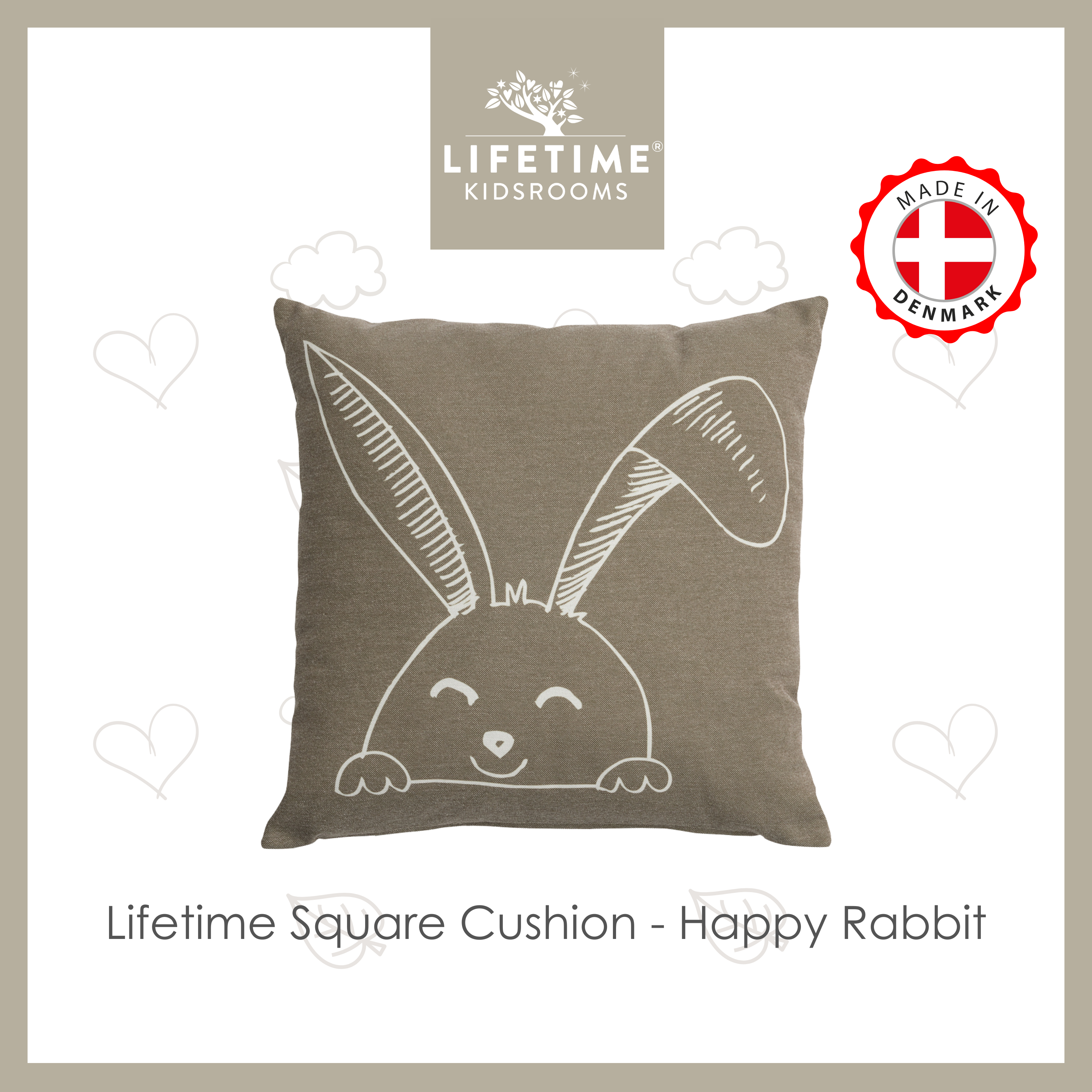 Lifetime Square Cushion - Happy Rabbit