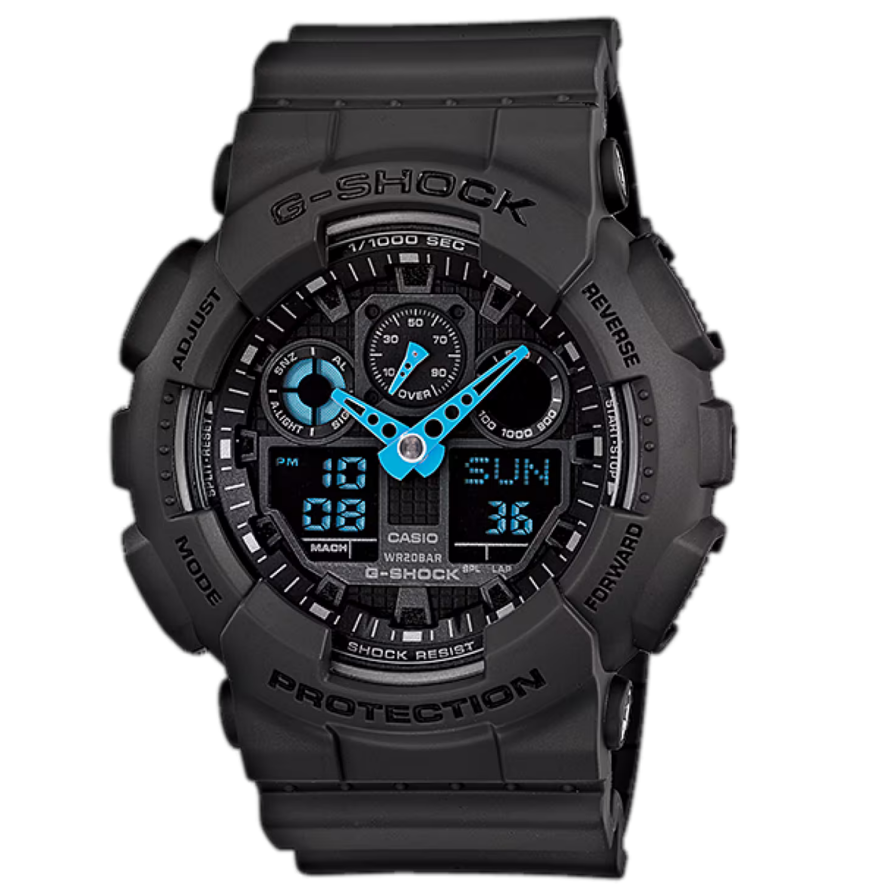 【CASIO 卡西歐】 G-SHOCK  大錶殼酷炫設計 堅固耐用 無止境追求強度 耐衝擊數位雙顯 手錶 GA-100C-8A