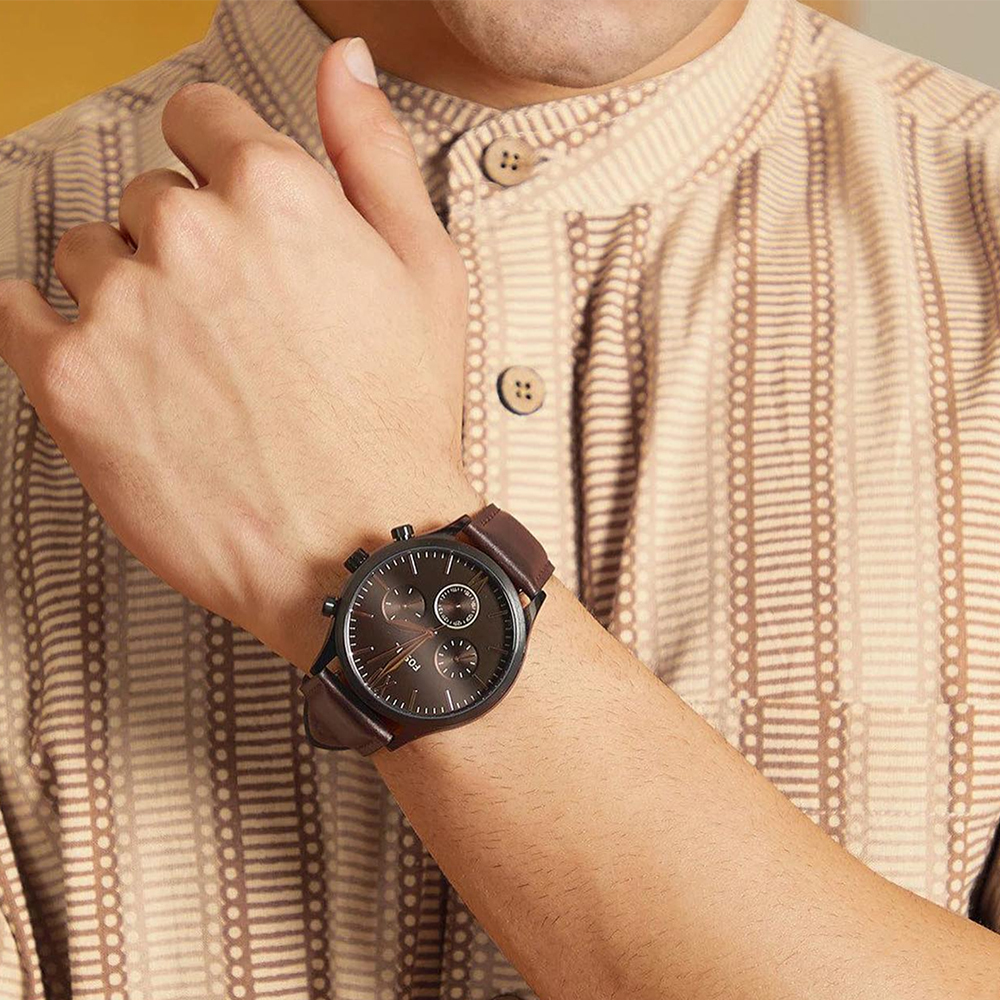 (預購)【FOSSIL】BQ2453 三眼 計時 經典 雅仕 羅馬數字 皮革 石英錶