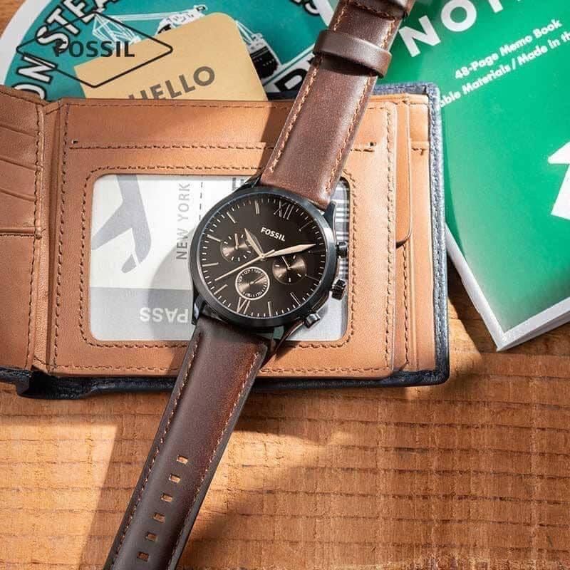 (預購)【FOSSIL】BQ2453 三眼 計時 經典 雅仕 羅馬數字 皮革 石英錶