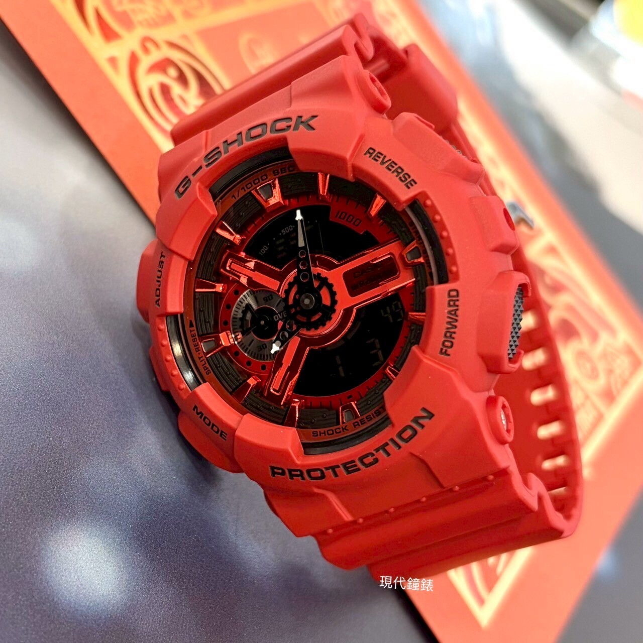 【G-SHOCK】G-K鮮豔紅黑配色雙顯GA-1100RRB-4A 51.2mm現代鐘錶