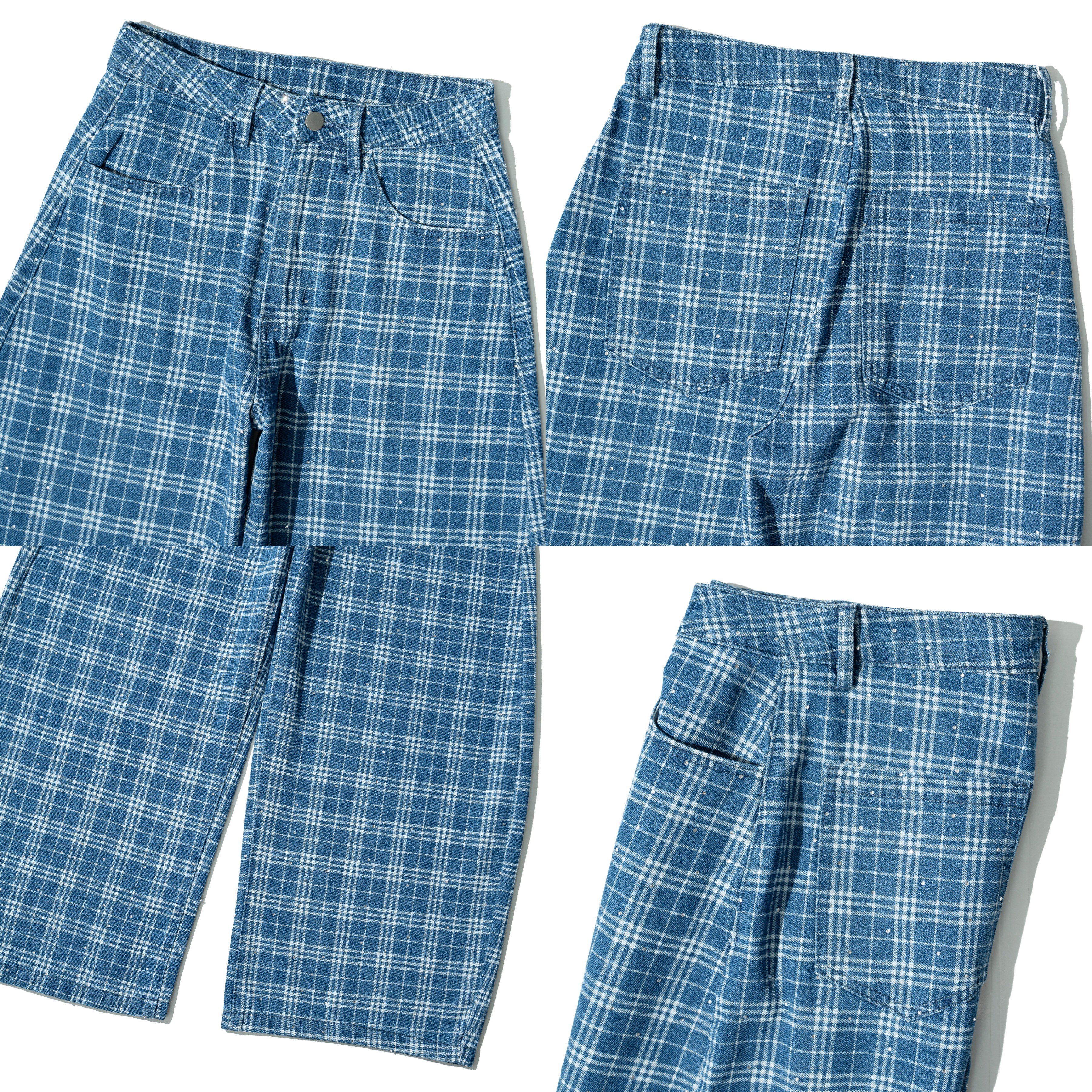 AGILITY MIAO Checked Denim Curved Pants 格紋牛仔 彎刀長褲 [M-DP8]