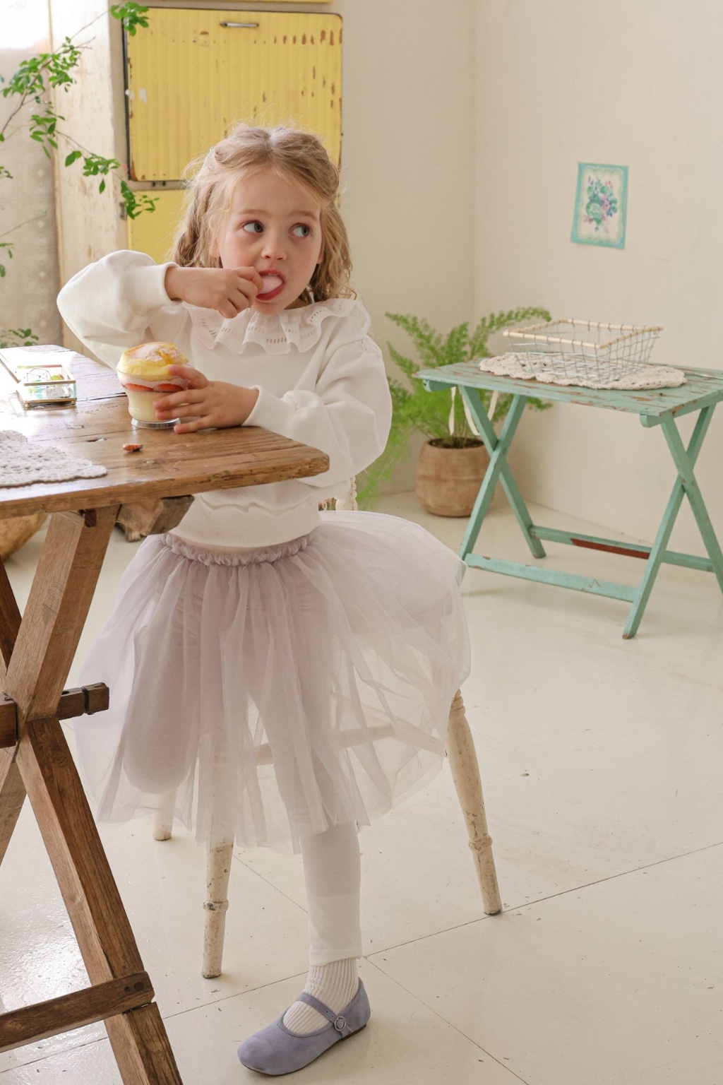 正韓春FLO 三色假兩件紗裙裙褲