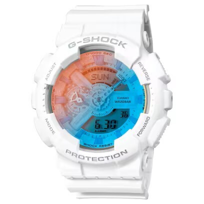 【CASIO 卡西歐】 G-SHOCK  大錶殼酷炫設計 堅固耐用 無止境追求強度 耐衝擊數位雙顯 海灘的設計 手錶 GA-110TL-7A