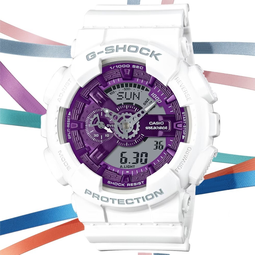 【CASIO 卡西歐】 G-SHOCK  大錶殼酷炫設計 堅固耐用 無止境追求強度 耐衝擊數位雙顯  手錶 GA-110WS-7A