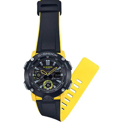 【CASIO 卡西歐】 G-SHOCK  酷炫色彩搭配 全新耐衝擊構造 將堅固耐用提升到全新層次 雙顯手錶 GA-2000-1A9