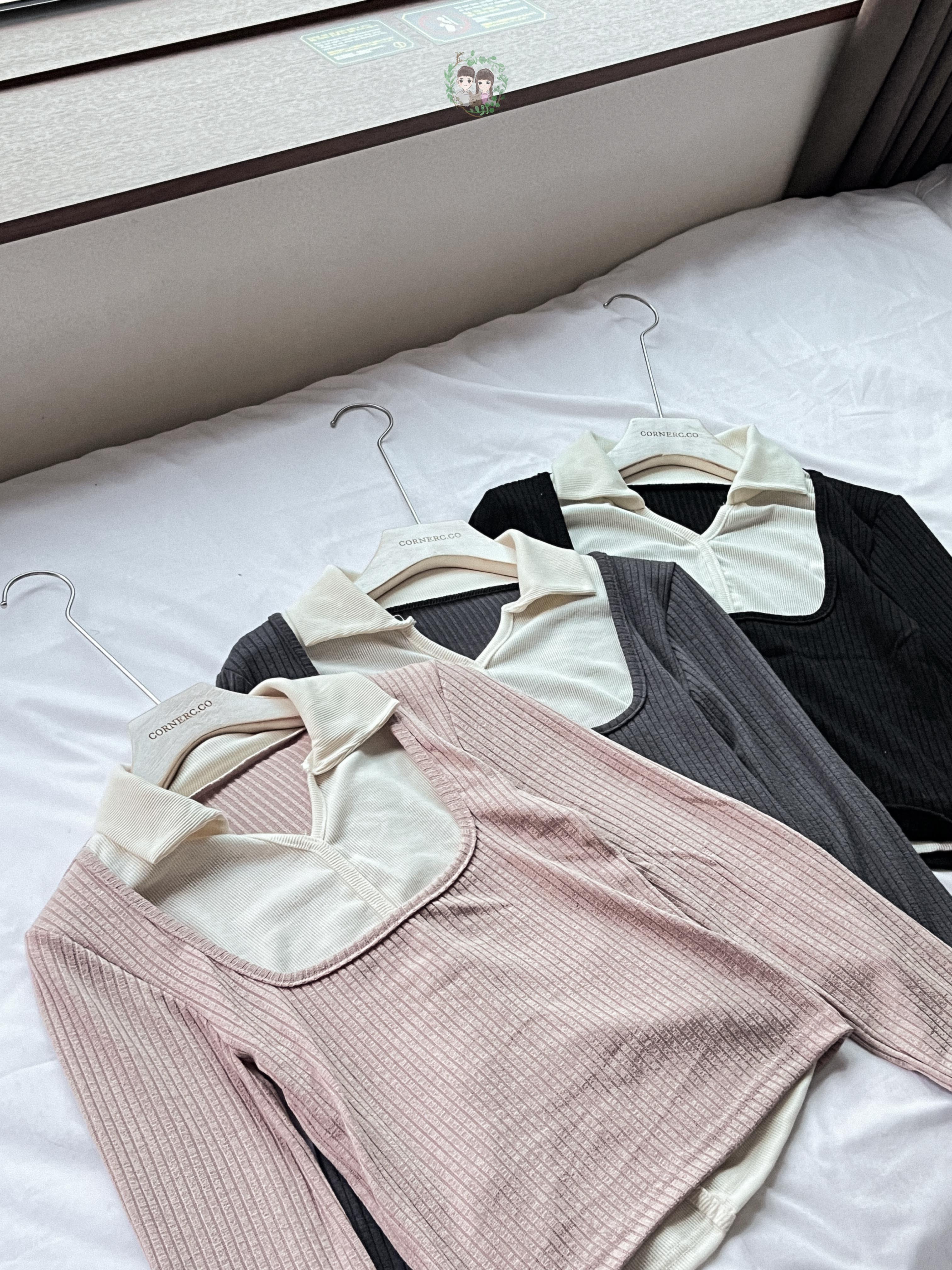 翻領直紋假兩件上衣〈🇰🇷DAY 1〉