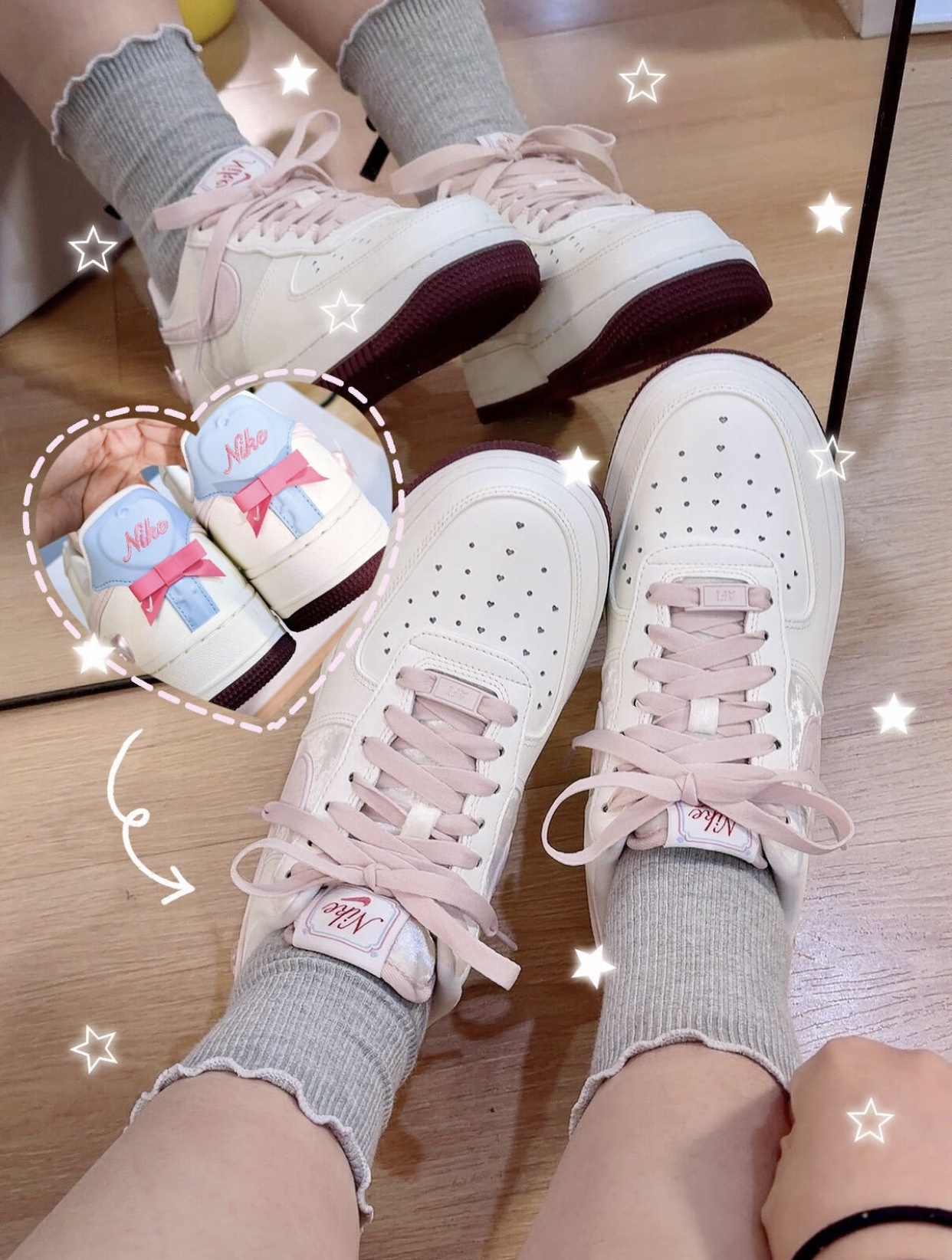 【預訂】NIKE AIR FORCE 1  "VALENTINE DAY"  奶油白粉藍-WOMEN