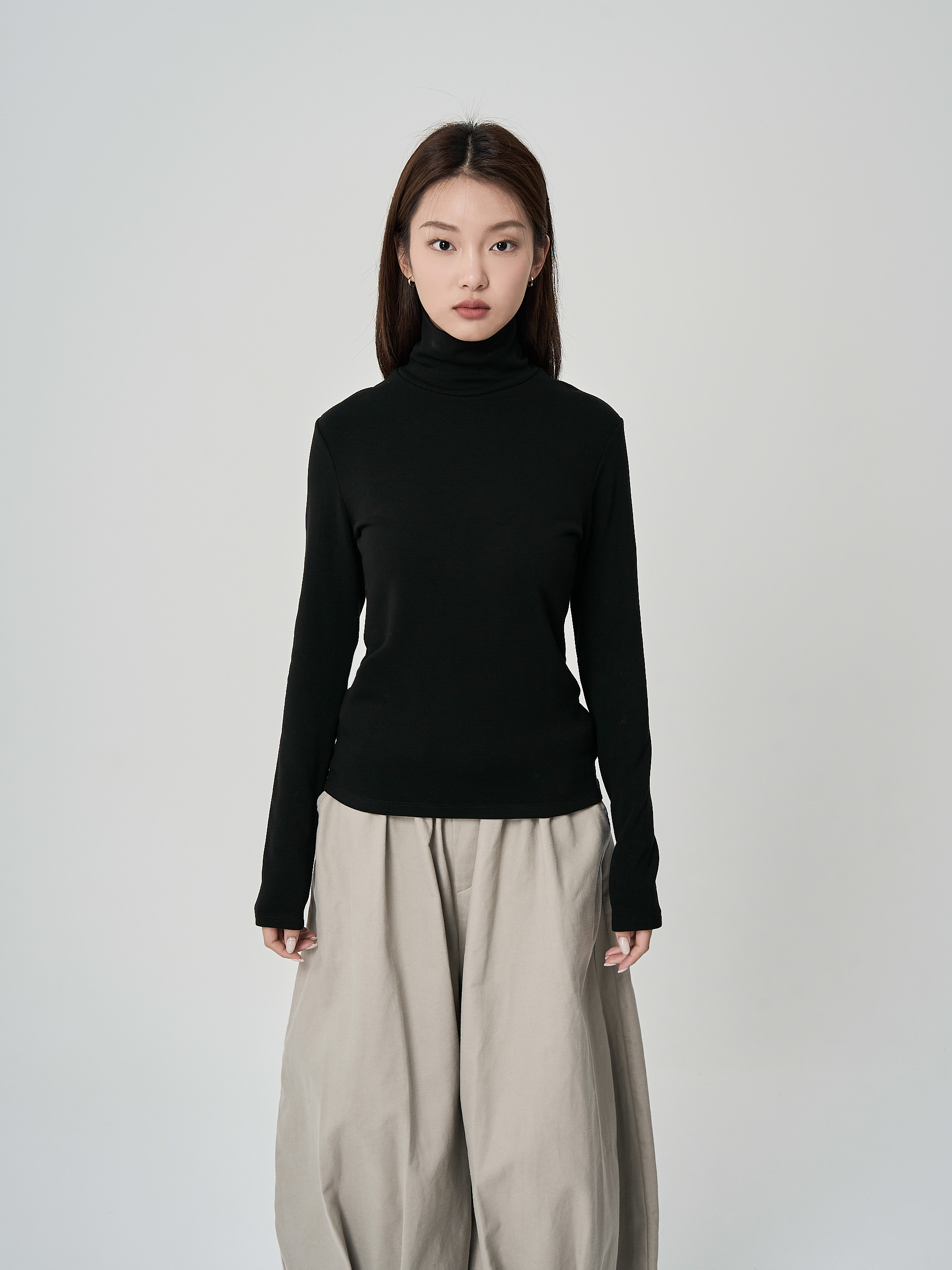 羊毛刷毛打底高領長袖