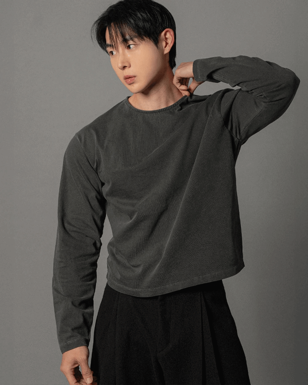 短款顏料染色長袖T恤