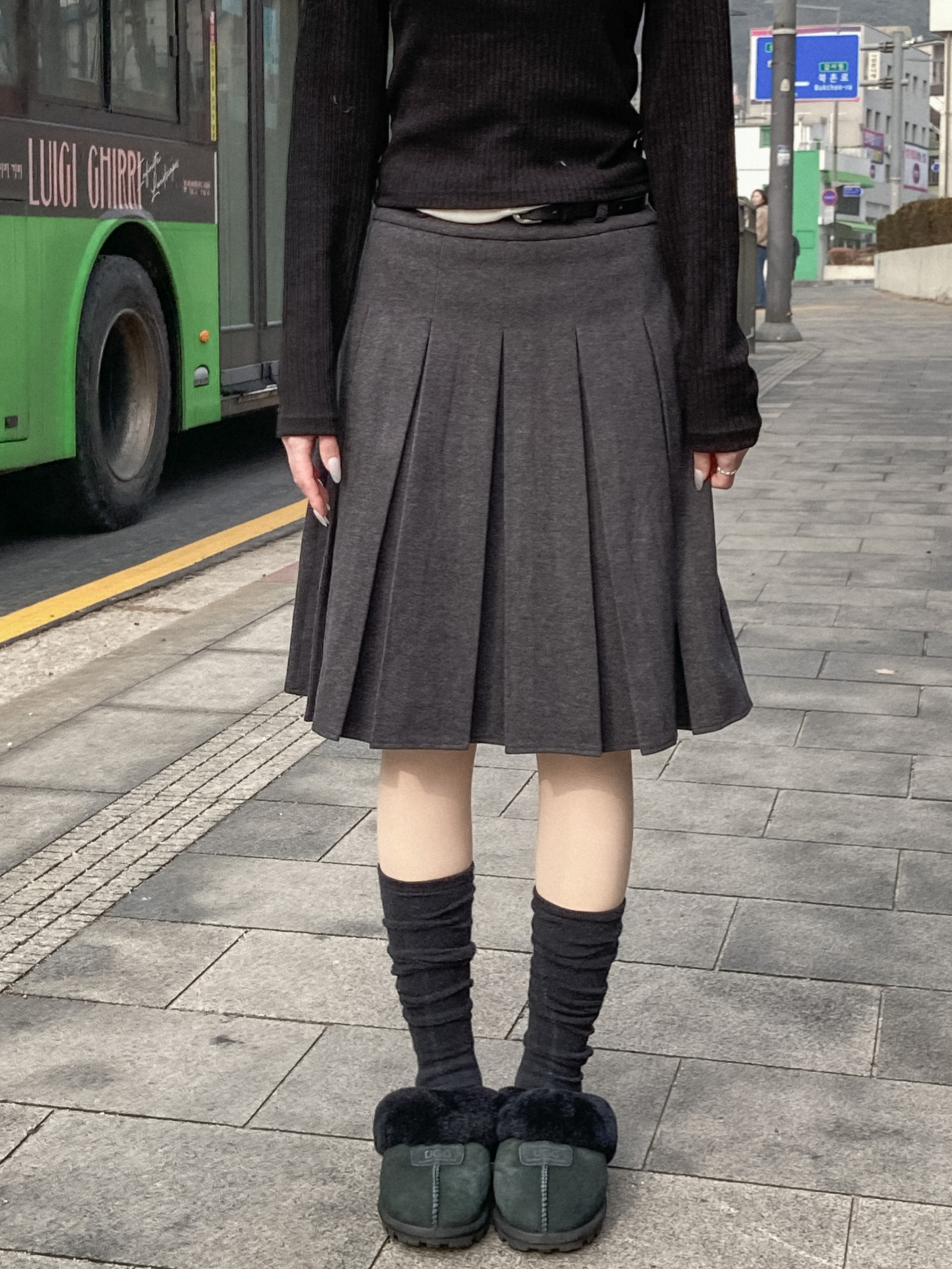 Belt Set Middle Pleated Skirt〈🇰🇷DAY 1〉