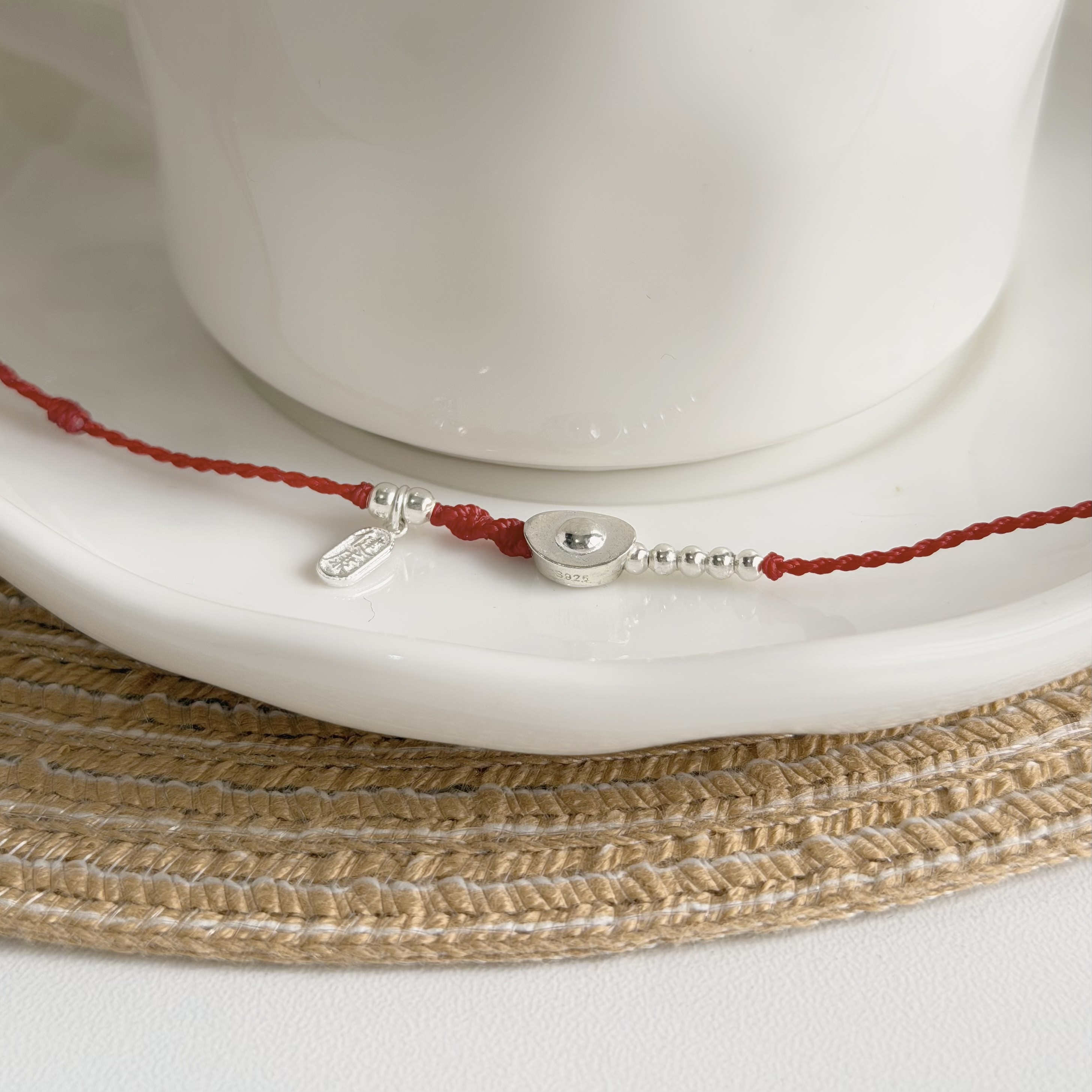 Q229招財銀元寶純銀紅線