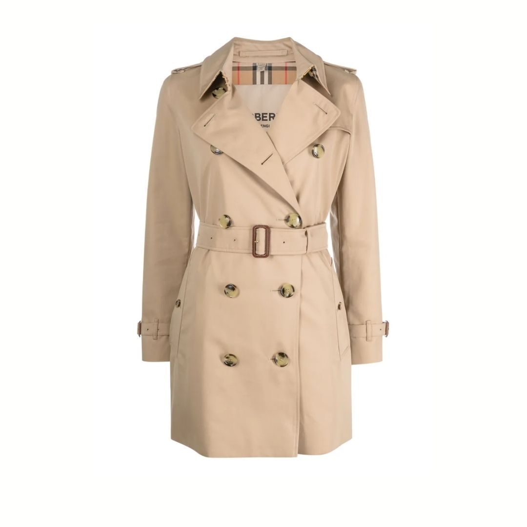 1BR0114-035 [BURBERRY] Short Kensington Heritage Cotton Trench Coat Honey #81114501004 (C-EU-E)