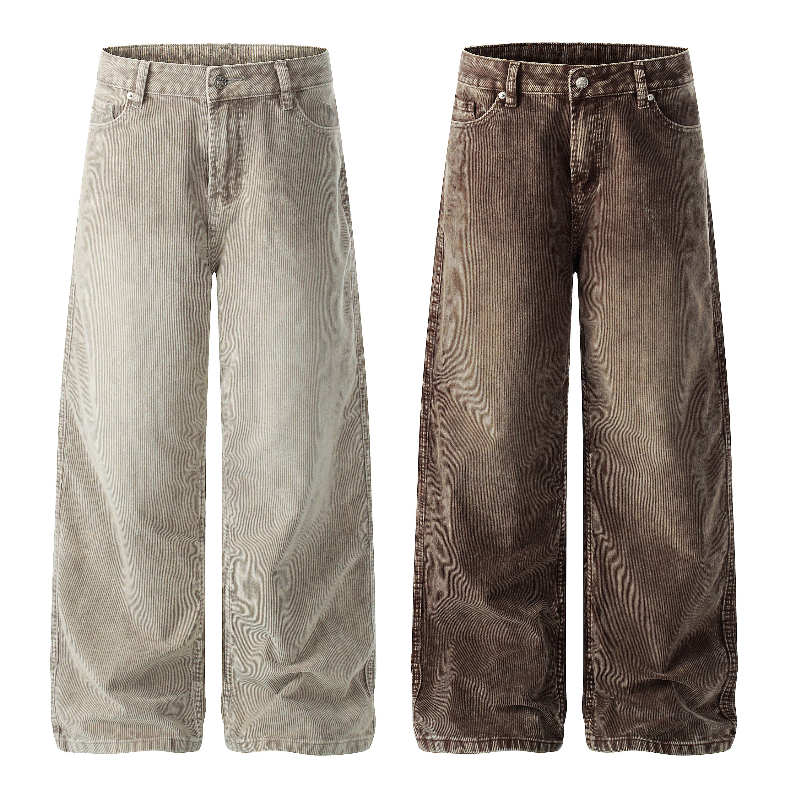 《S.V》燈心絨水洗復古直筒褲