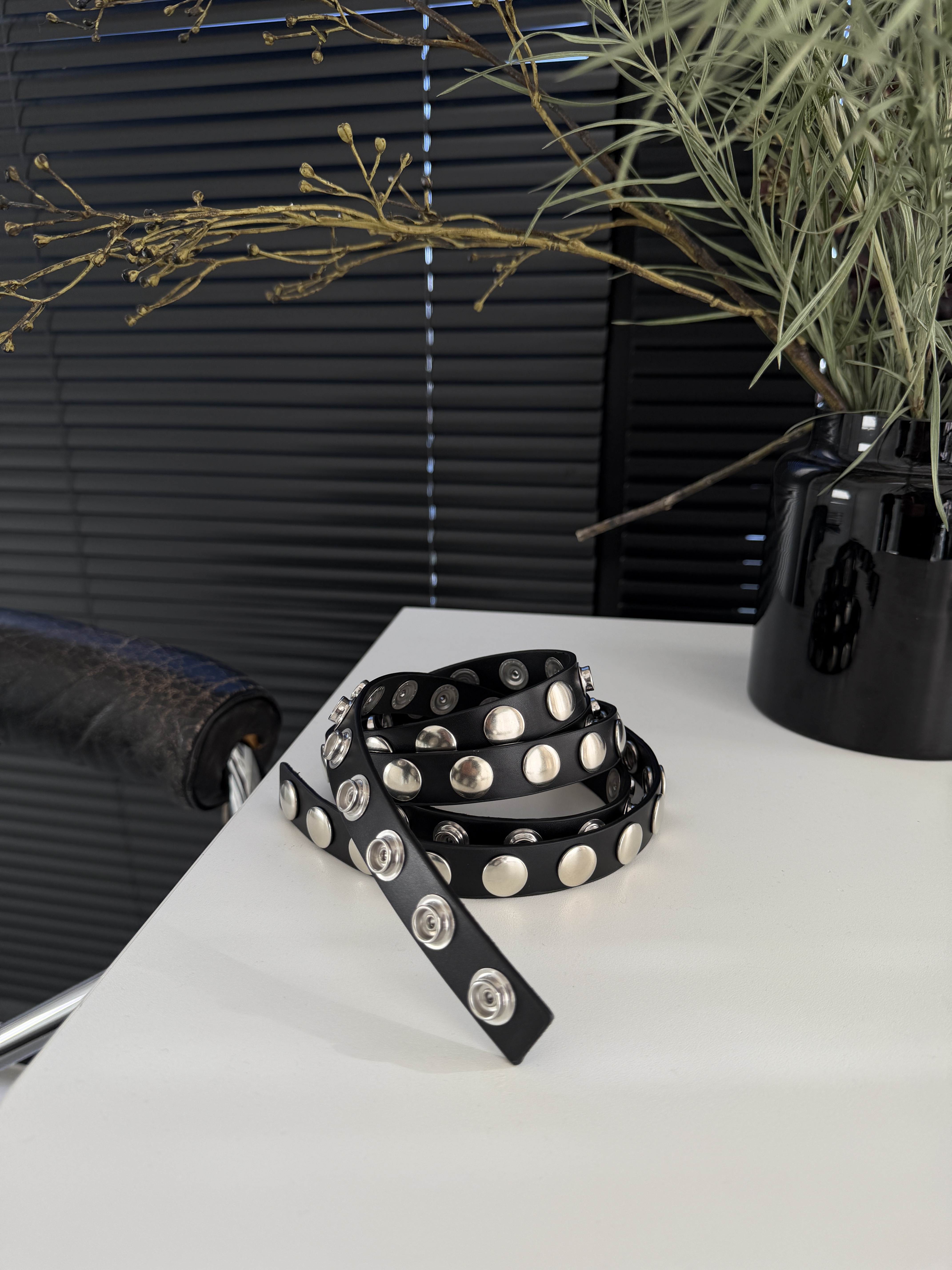 Double layered long studs belt