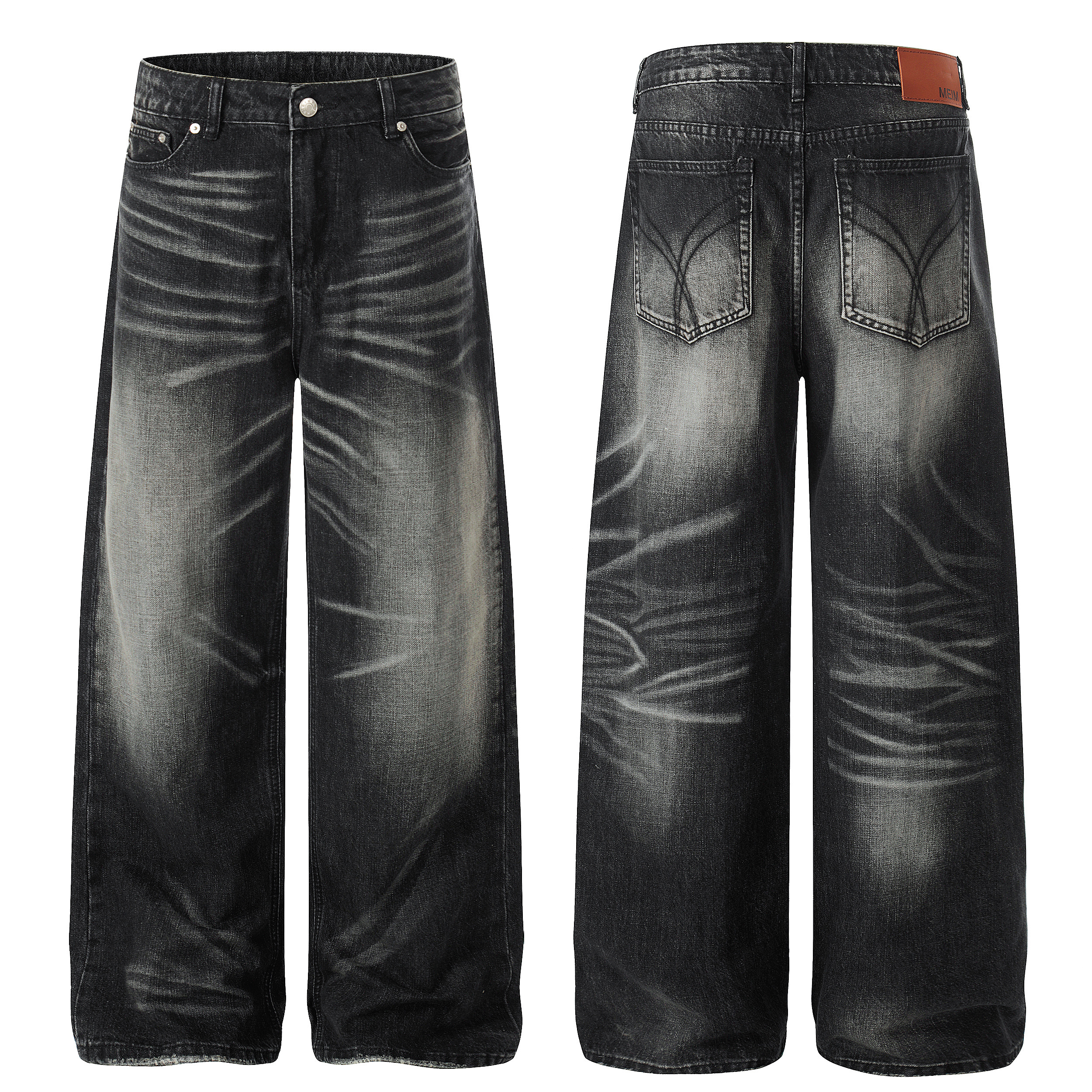 《S.V》刷漆暗黑直筒牛仔褲