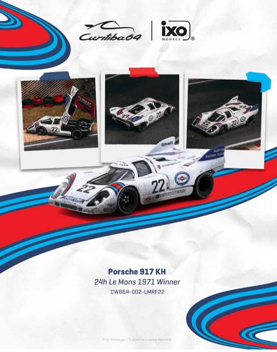預訂 Pre Order - Tarmac Works Porsche 917 KH 24h Le Mans 1971 Winner #22 Race finished