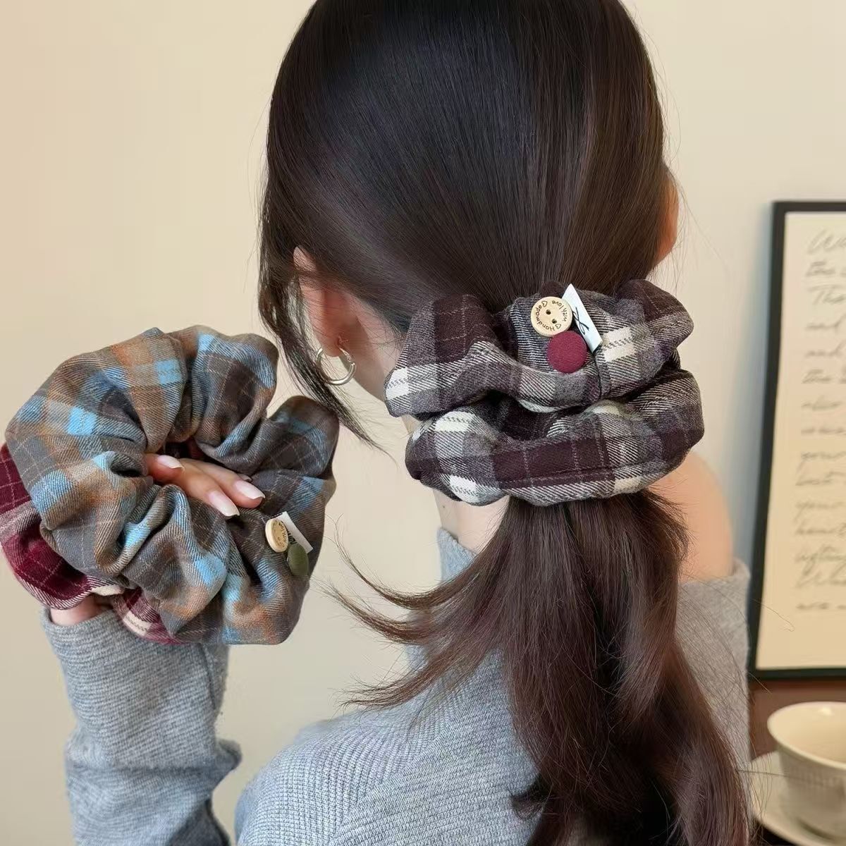 [3 FOR RM10] Korean Vintage Plaid Scrunchies
