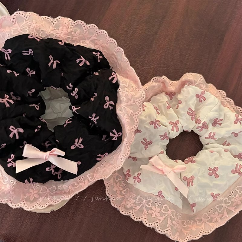 [3 FOR RM10] Sweet & Cool Pink Lace Bow Scrunchies