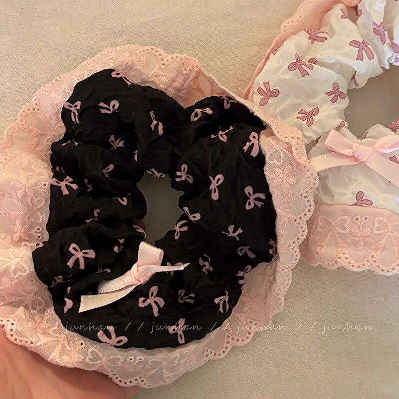 [3 FOR RM10] Sweet & Cool Pink Lace Bow Scrunchies