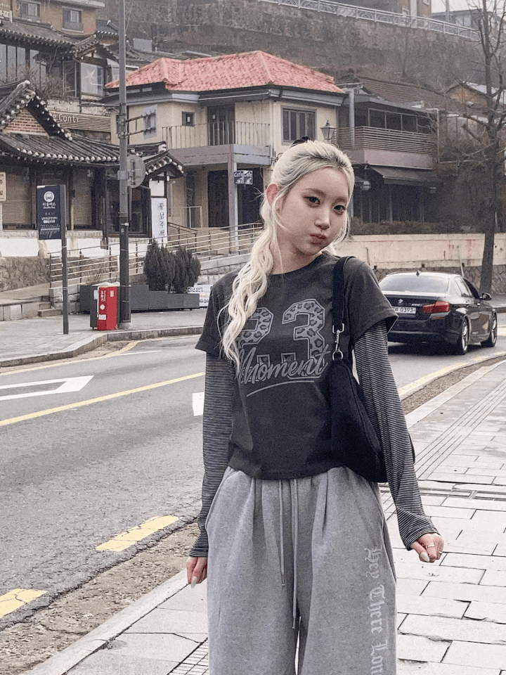 豹紋No.23間紋手袖假兩件上衣〈🇰🇷DAY 1〉