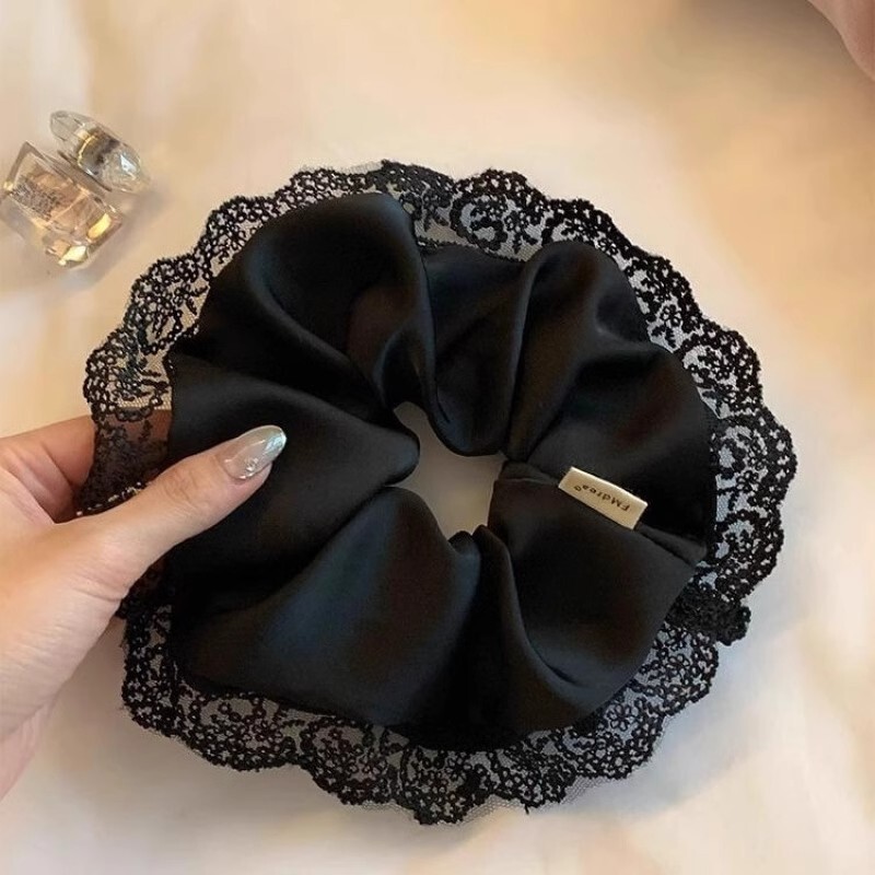 [3 FOR RM10] French-Style Black Lace Scrunchies