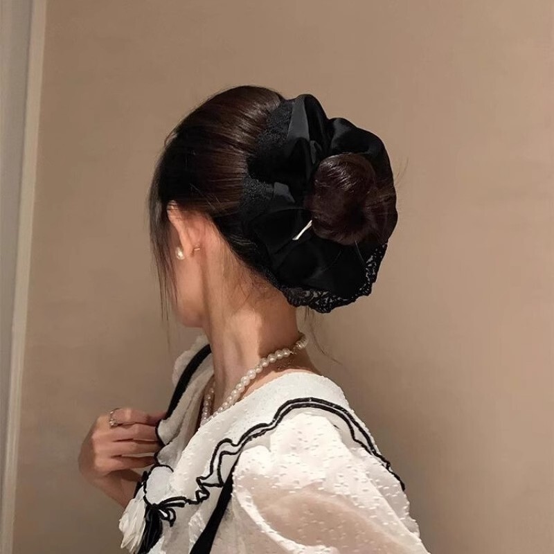 [3 FOR RM10] French-Style Black Lace Scrunchies