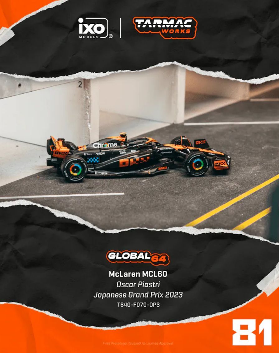 預訂 Pre Order - Tarmac Works McLaren MCL60 Japanese Grand Prix 2023 Oscar Piastri