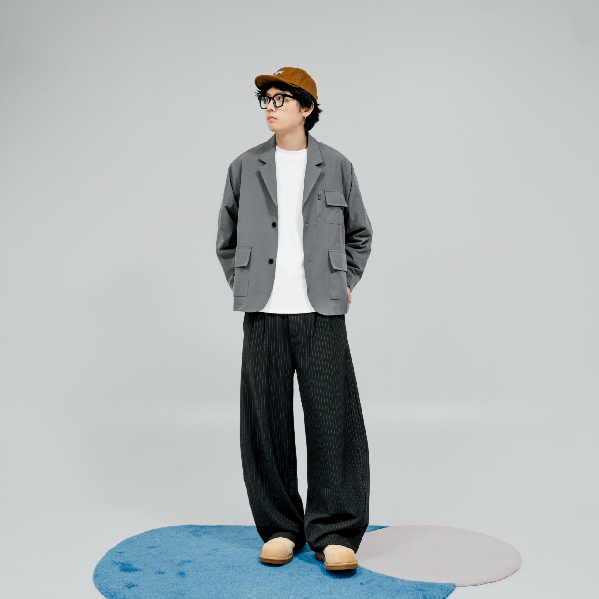 直條紋 厚磅 彈力 彎刀褲 西裝褲 SB8015