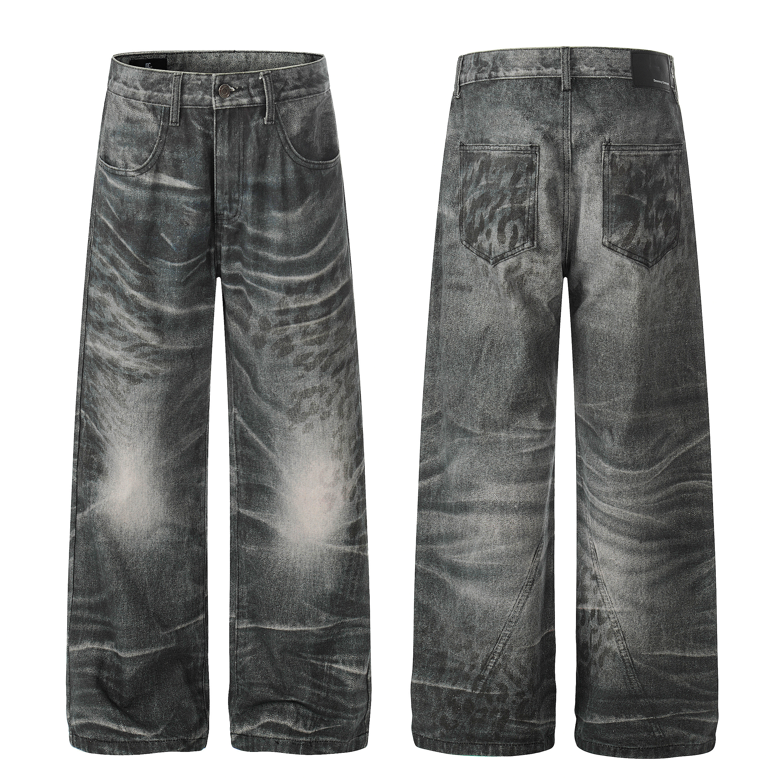 《S.V》虎紋斑駁直筒牛仔褲