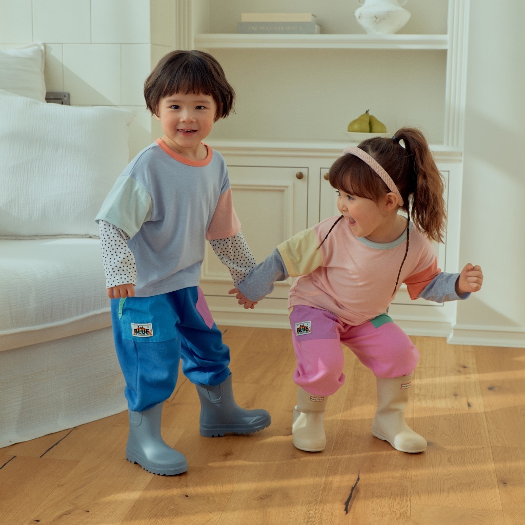 正韓春 1stblue 彩虹小標撞色口袋縮口褲