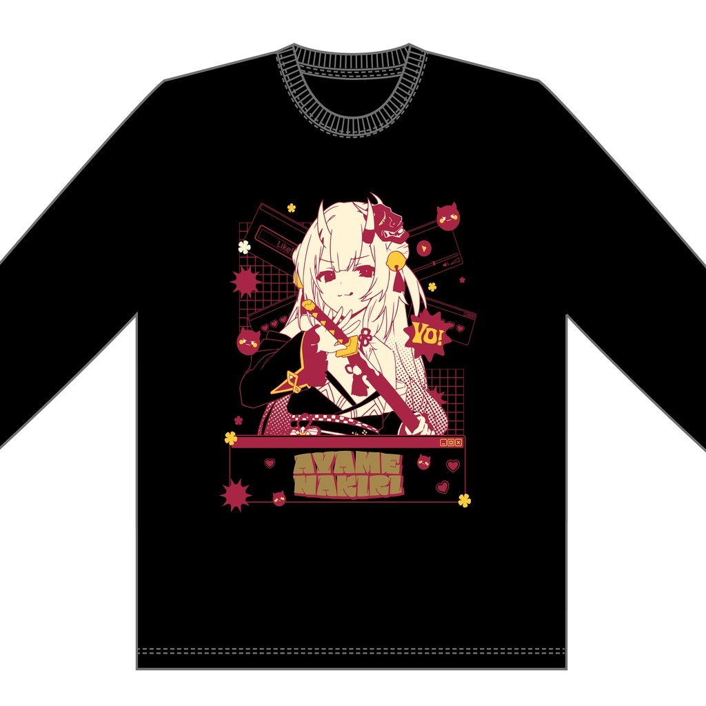 C107「同人代購」[Melonbooks代購」百鬼あやめ金箔ロングスリーブTシャツ - カグラナナの唐辛子栽培所 原設畫師