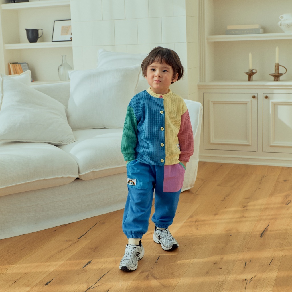 正韓春 1stblue 春季鬆餅格鈕釦外套