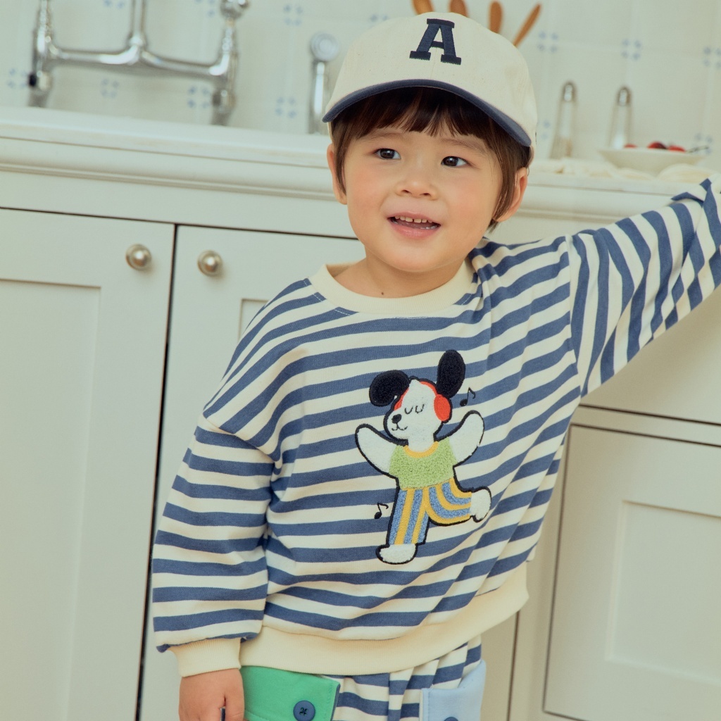 正韓春 1stblue 狗狗狐狸條紋上衣