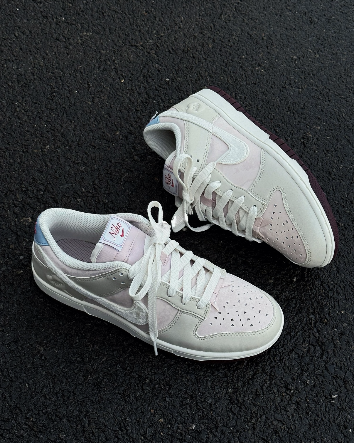 NIKE DUNK LOW 2026情人節限定 奶油白 粉紫 天鵝絨 立體愛心 女鞋 休閒鞋