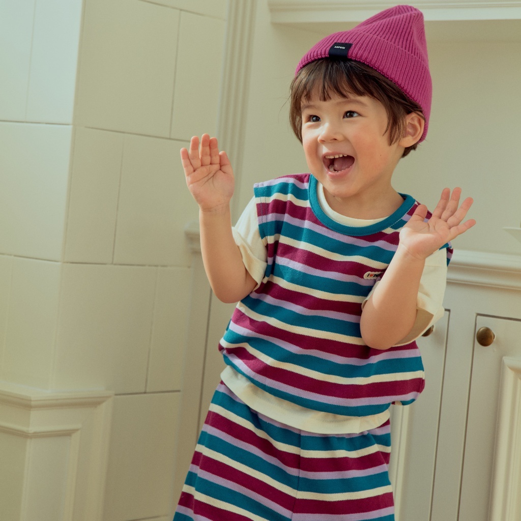 正韓春 1stblue 條紋外搭背心