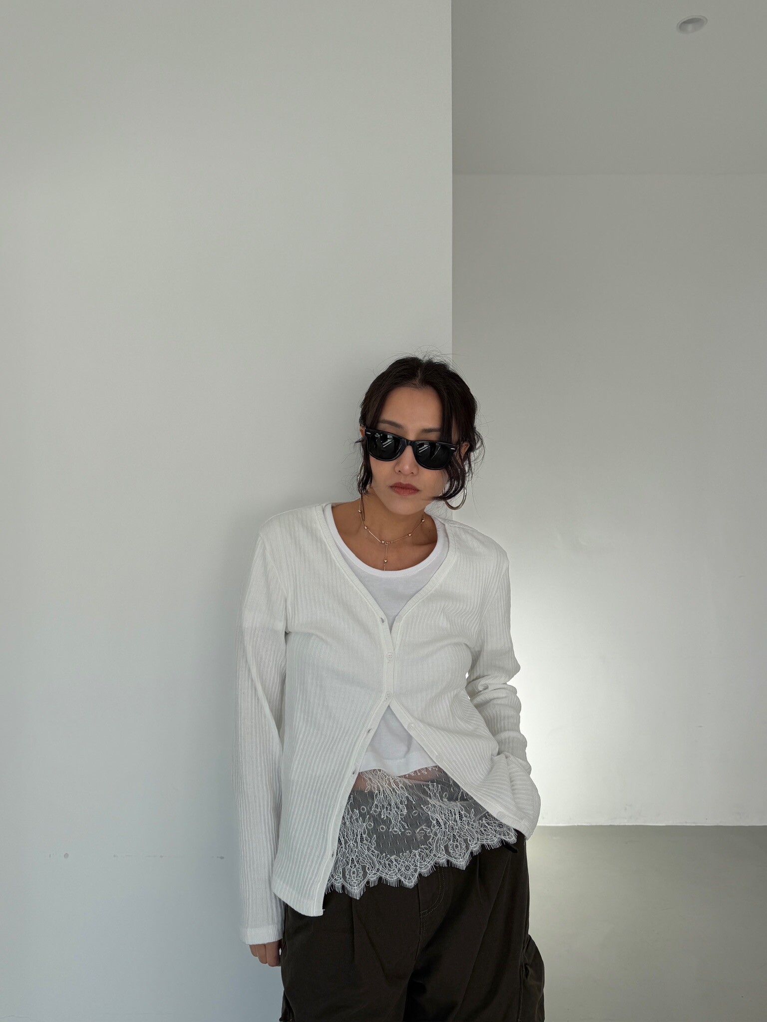 Ribbed slim cardigan