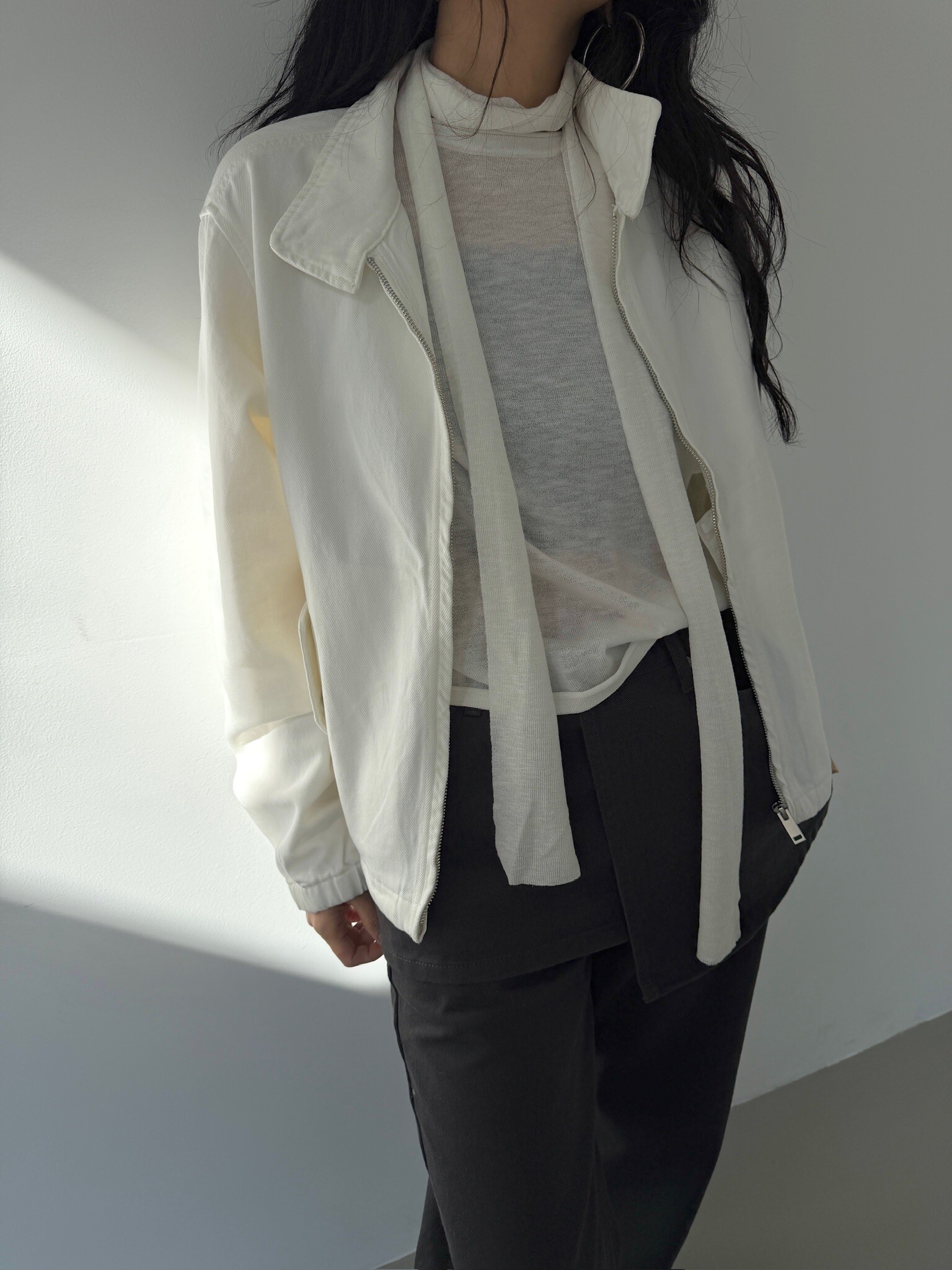 Twilled cotton white jacket
