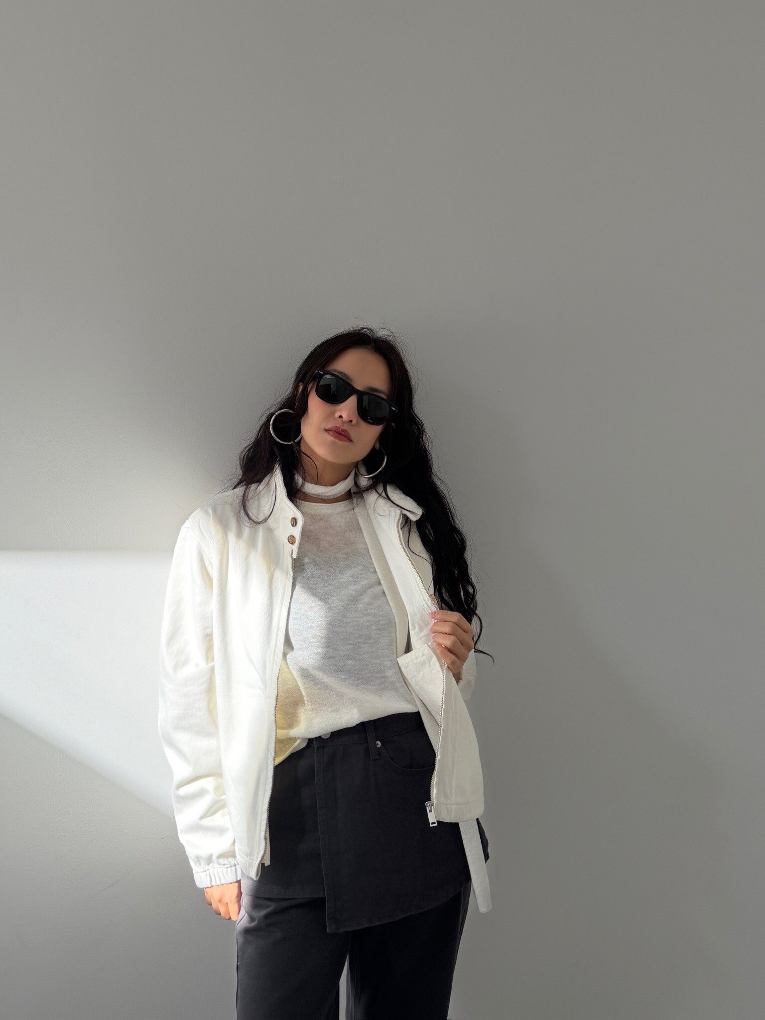 Twilled cotton white jacket