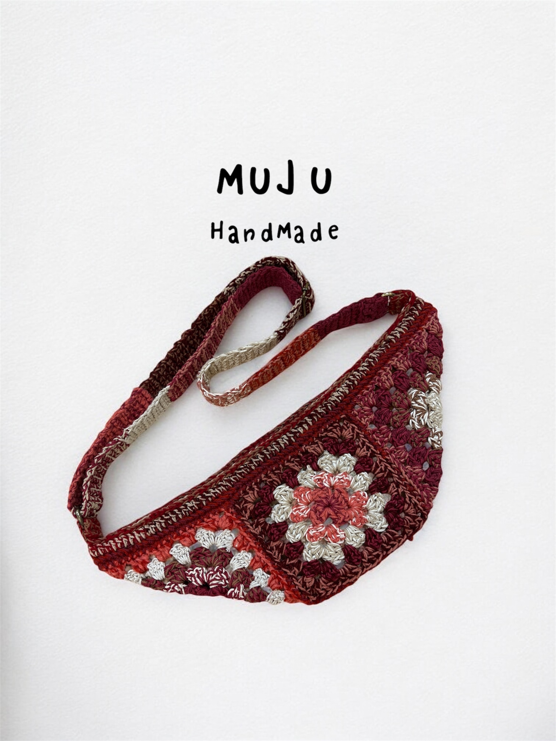 慕球手作 / 祖母方格斜背包 / 紅色