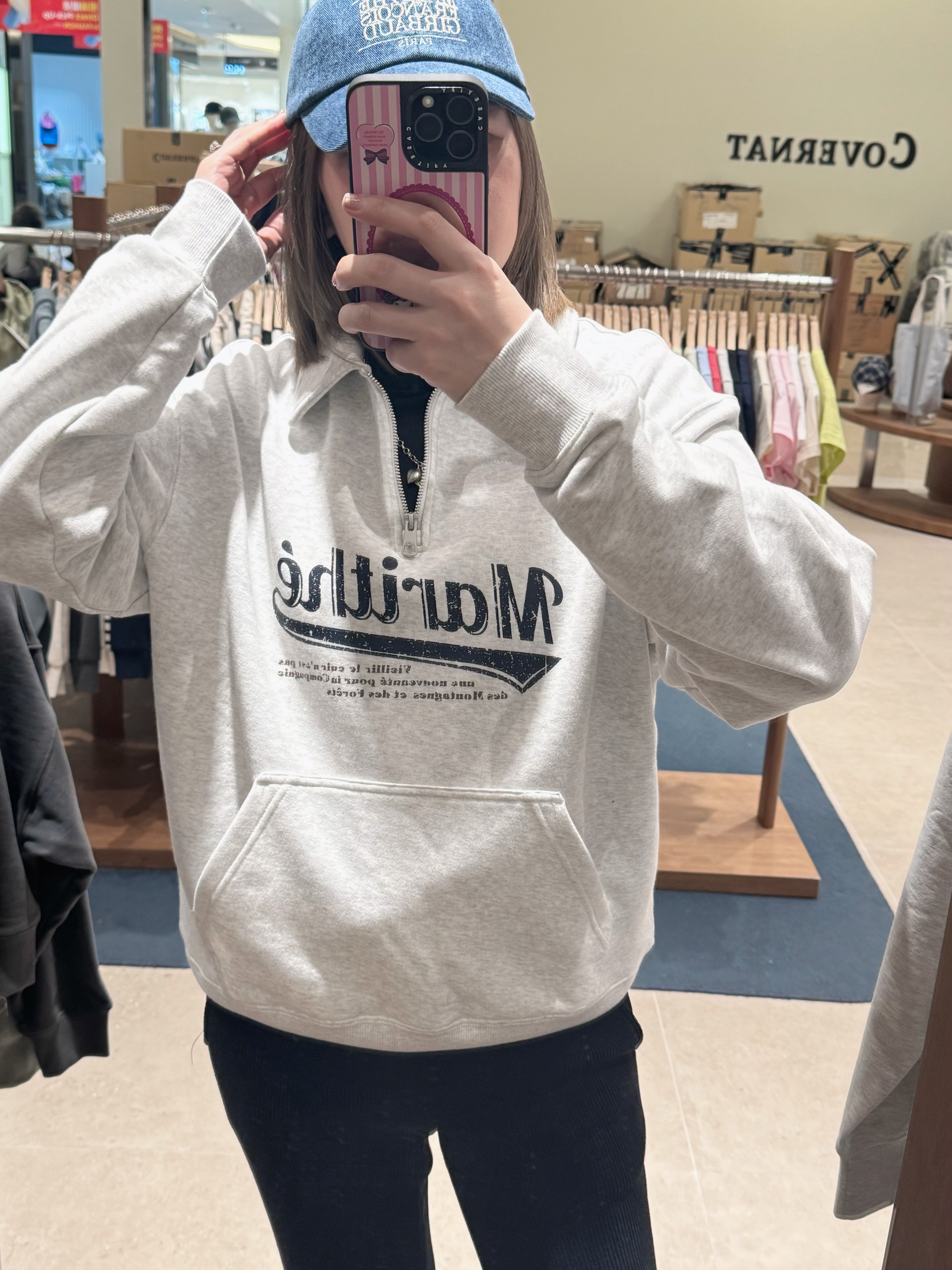 A1MF05 拉鍊Marithe衛衣*花灰