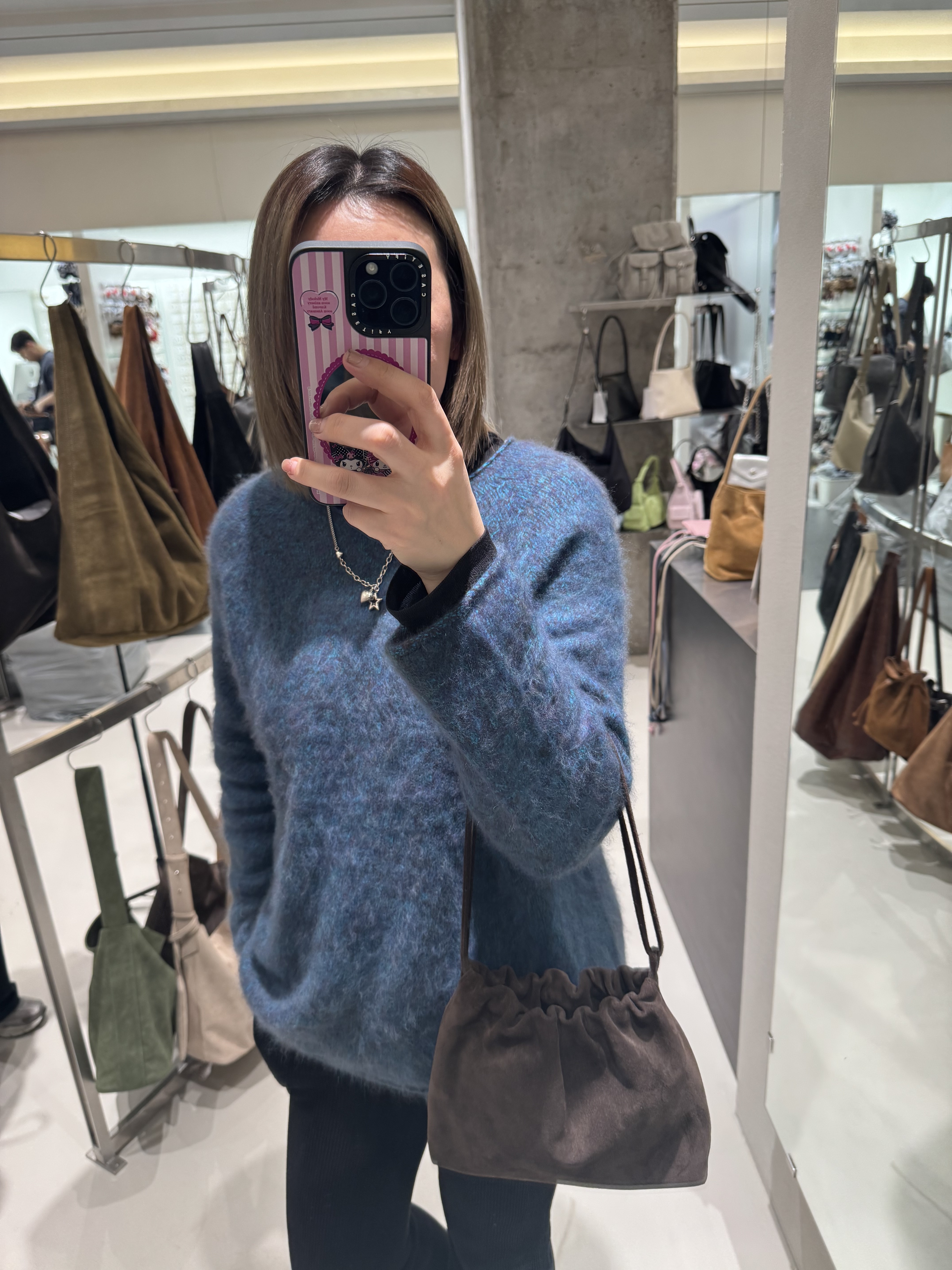 A1DE05 索帶猄皮包 *3色 粉/啡/焦糖